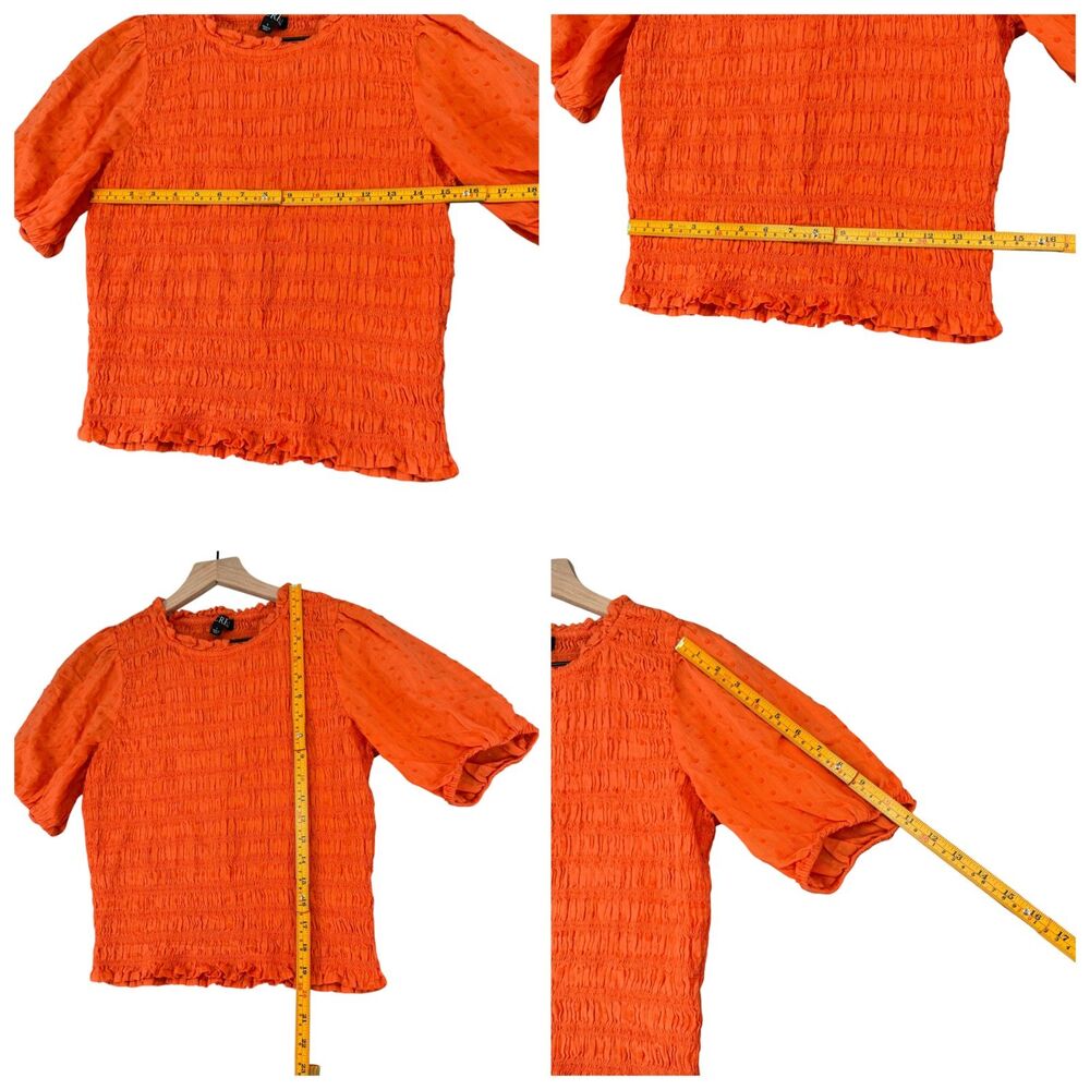 J Crew Top Womens Small Puff Sleeve Textured Voile Smocked Swiss Dot Cotton Fall - Picture 5 of 8